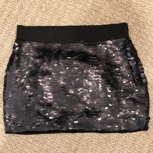 BCBG black sequin mini skirt